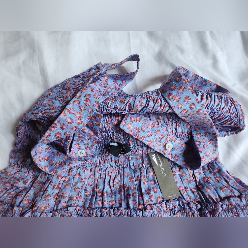 Jcrew Smocked midi dress in summer fields print Floral Purple Bnwt - Picture 10 of 13
